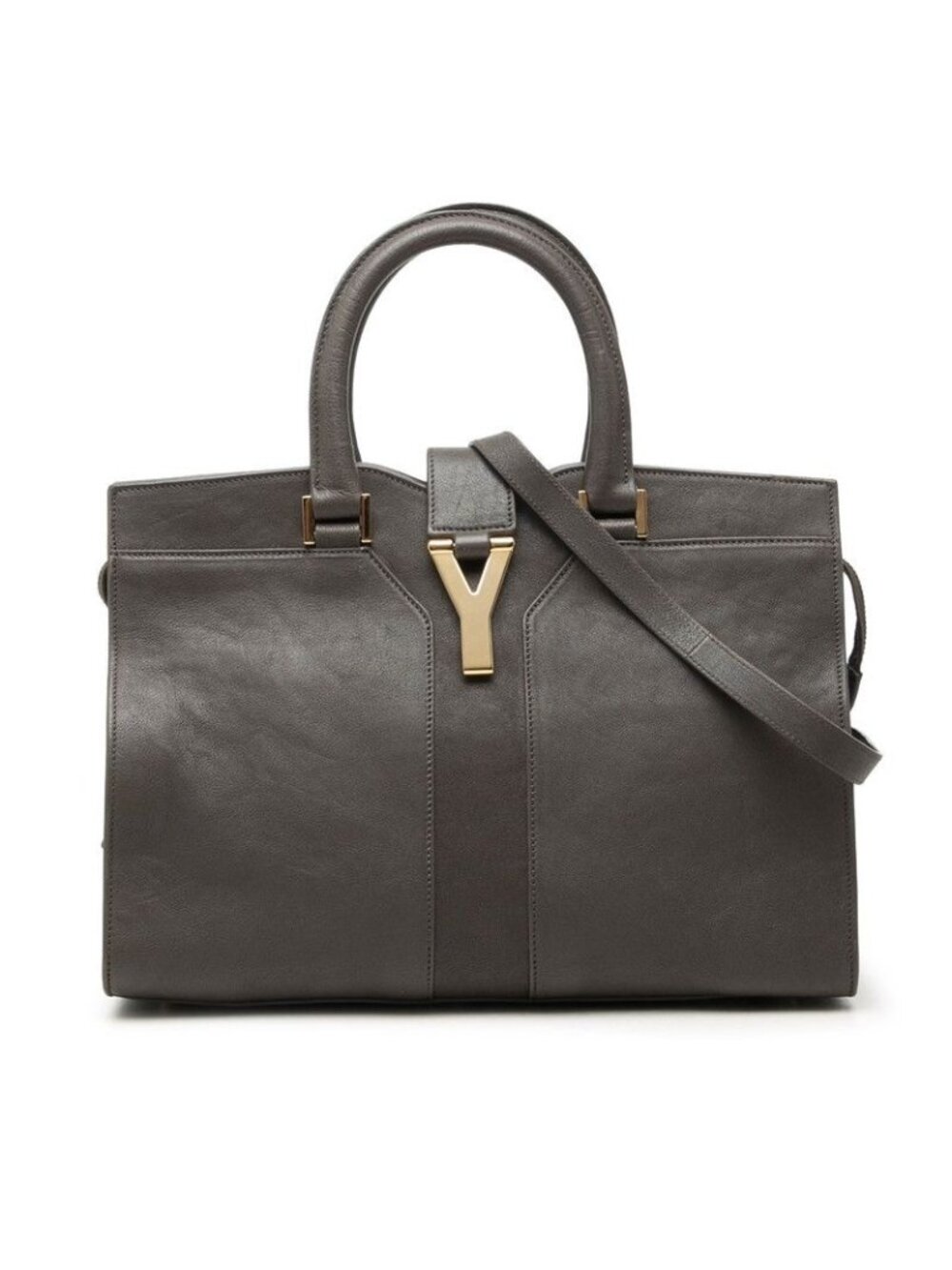 Saint Laurent Cabas Chic 2-Way Shoulder Bag Gray Leather